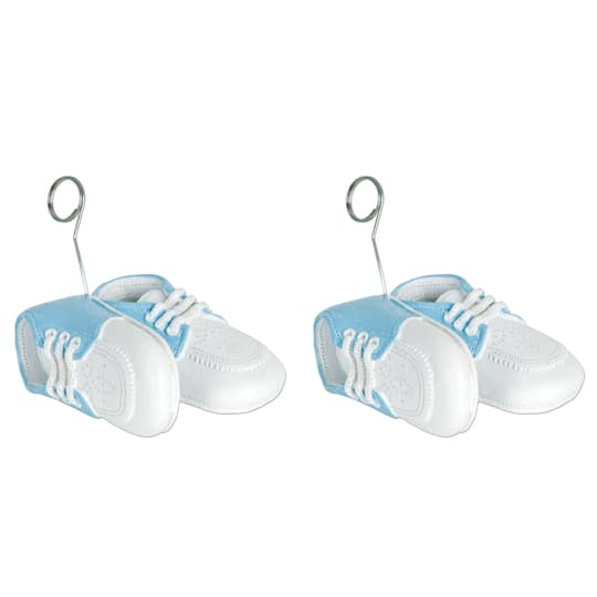 Beistle 6oz. Blue & White Baby Shoes Photo Balloon Holders, 2ct.